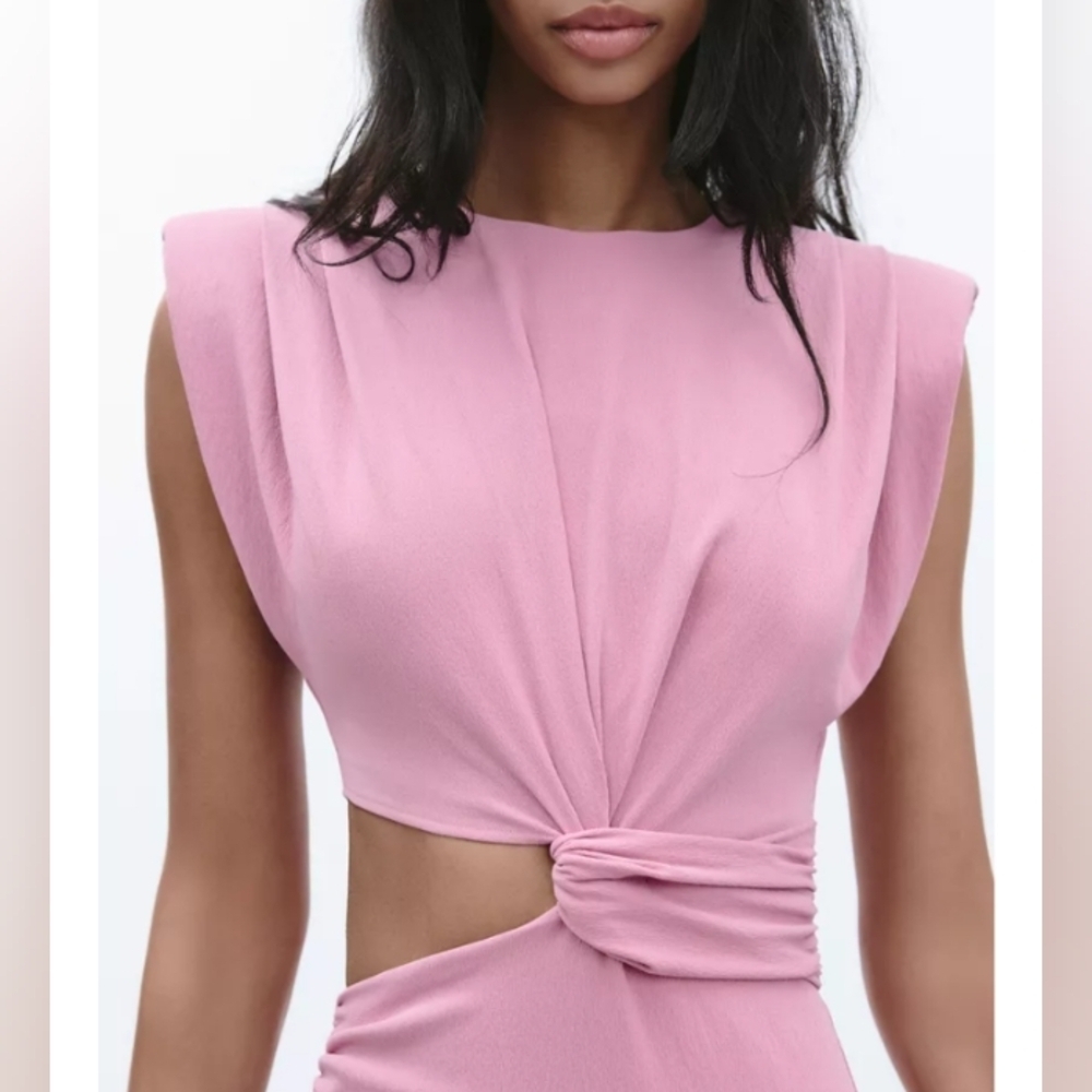 Zara Cut-Out Shoulder Pad Dress - Picture 4 of 7